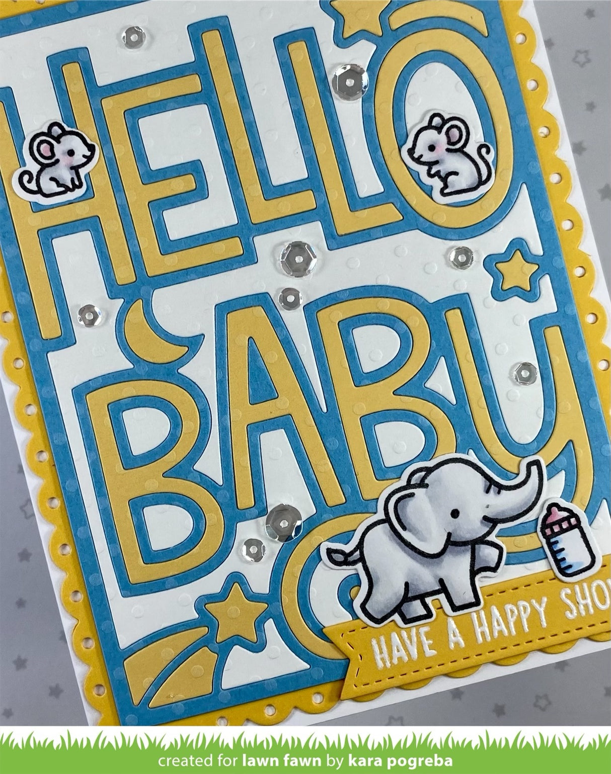 giant outlined hello baby