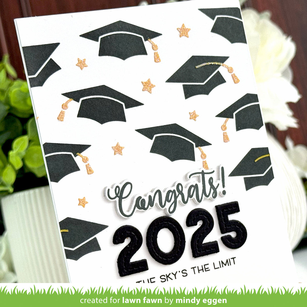 graduation caps background stencils