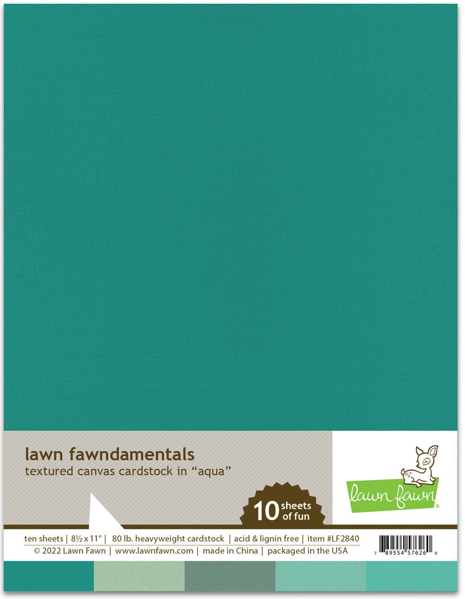 Lawn Fawn LF2840 Textured Canvas Cardstock - Aqua Color Pack Of 10 Sheets