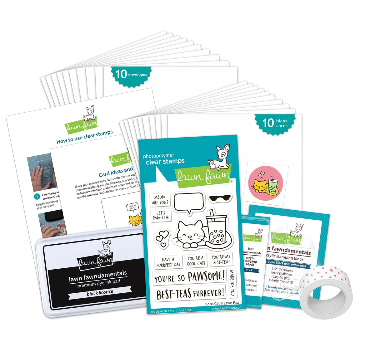boba cat kids cardmaking kit