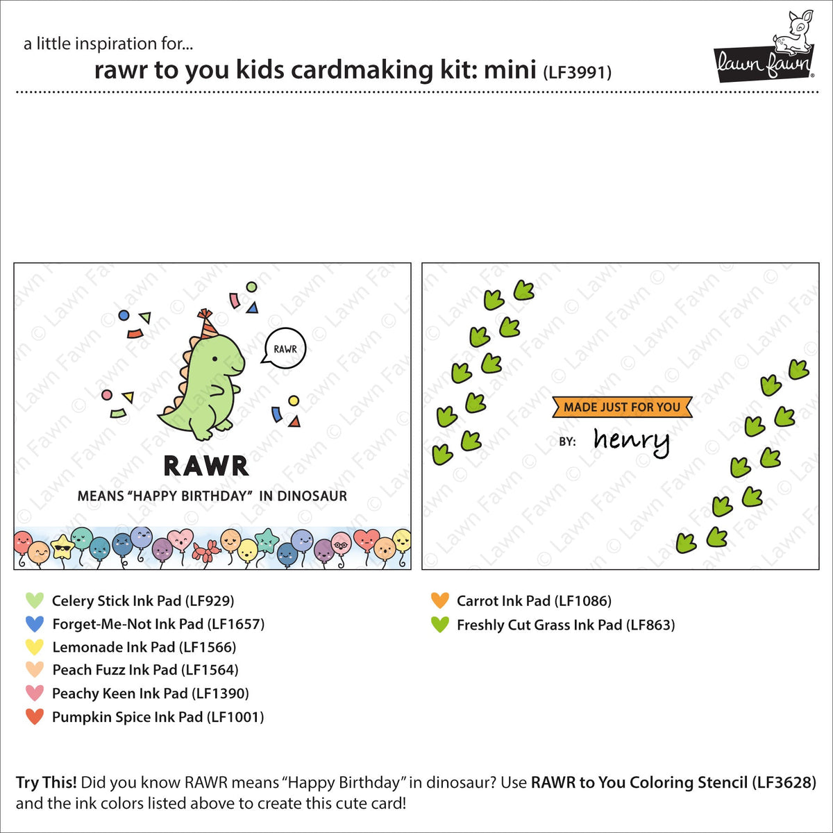 rawr to you kids cardmaking kit: mini