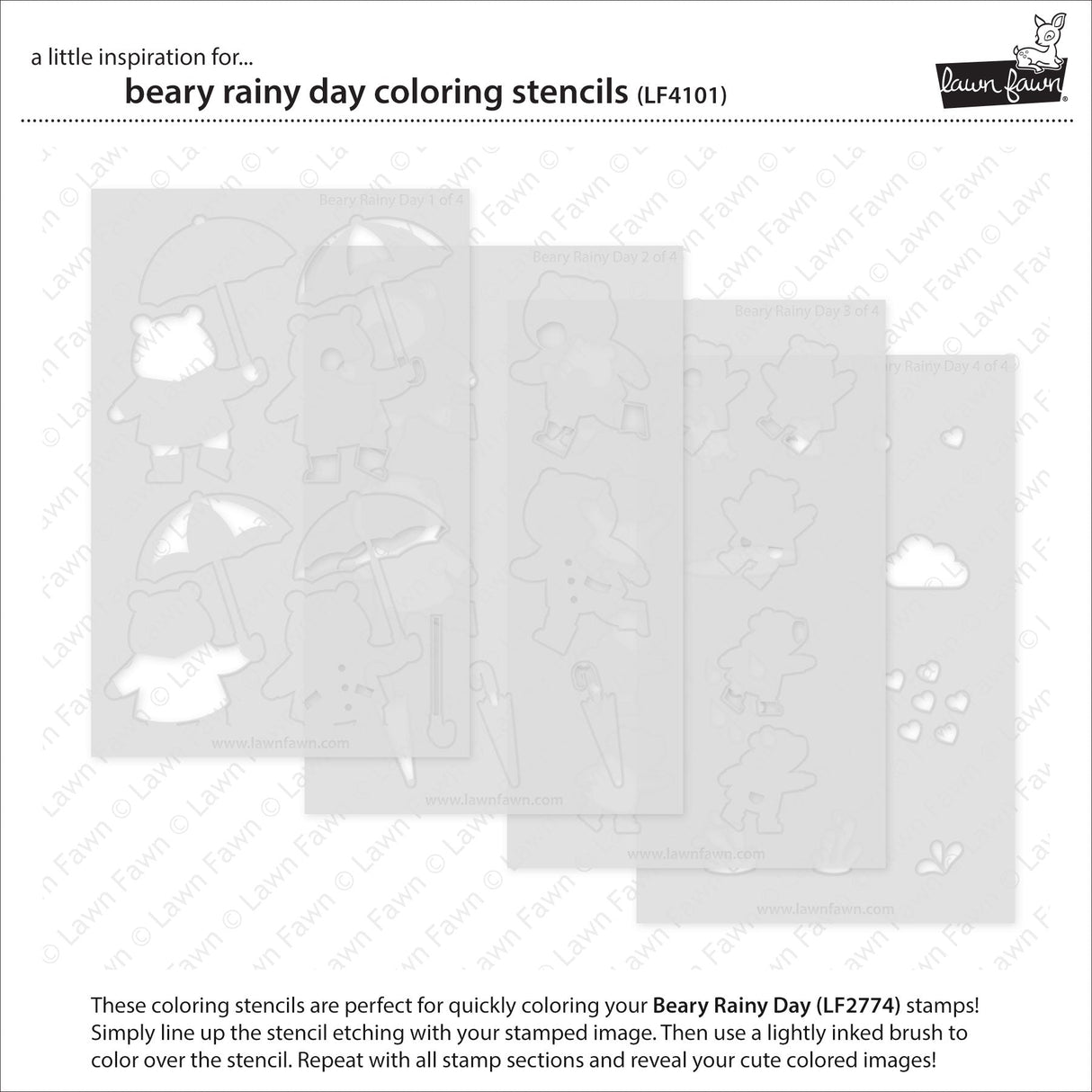 beary rainy day coloring stencils