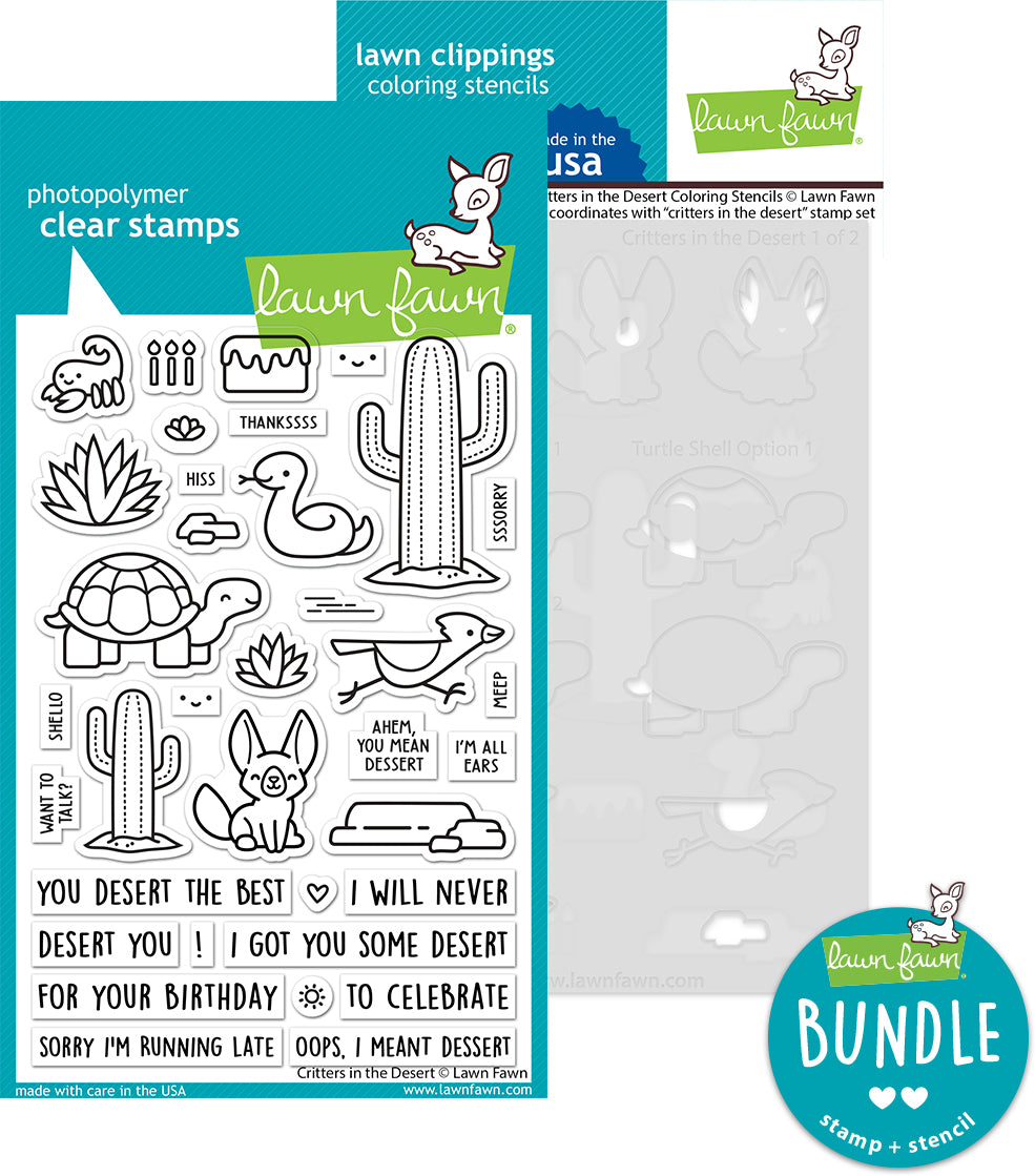 critters in the desert (stamp+coloring stencil bundle )
