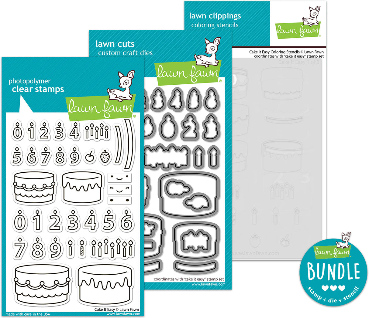 cake it easy bundle (stamp+die+coloring stencil bundle)