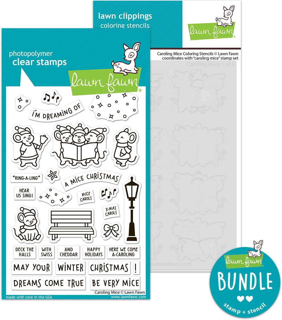 caroling mice (stamp+coloring stencil bundle)
