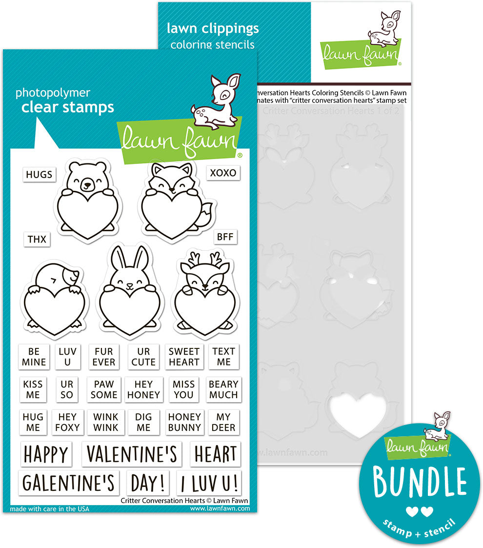 critter conversation hearts (stamp+coloring stencil bundle)