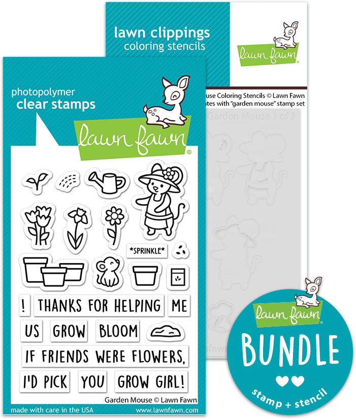 garden mouse (stamp+coloring stencil bundle)
