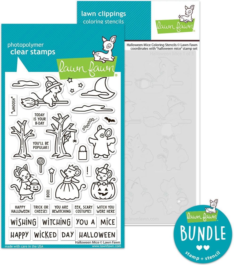 halloween mice (stamp+coloring stencil bundle)