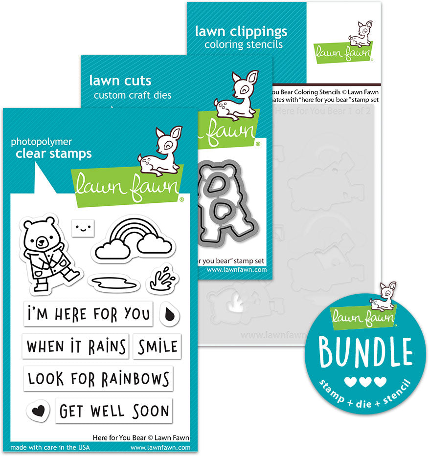 here for you bear (stamp+die+coloring stencil bundle)