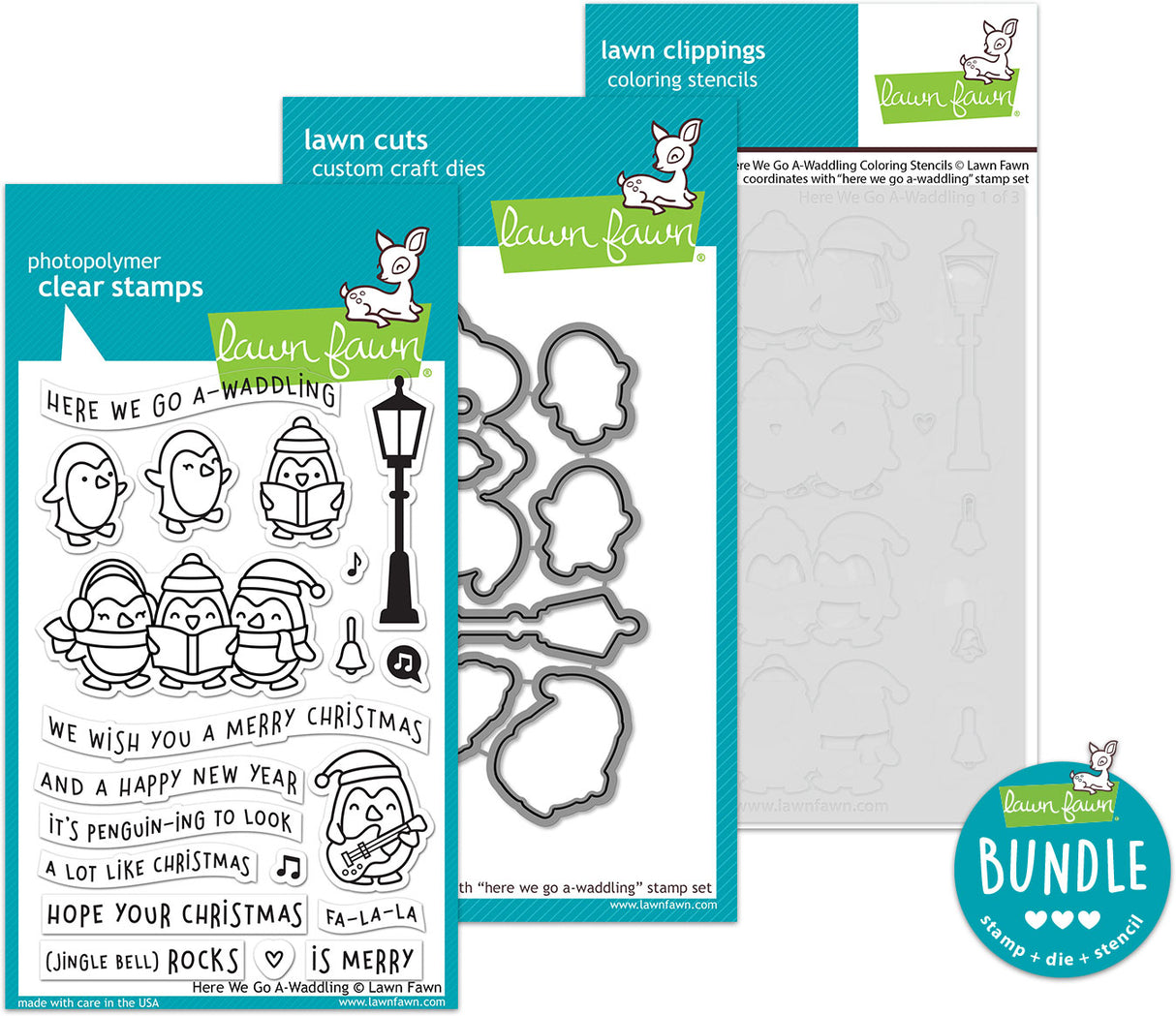 here we go a-waddling (stamp+die+coloring stencil bundle)