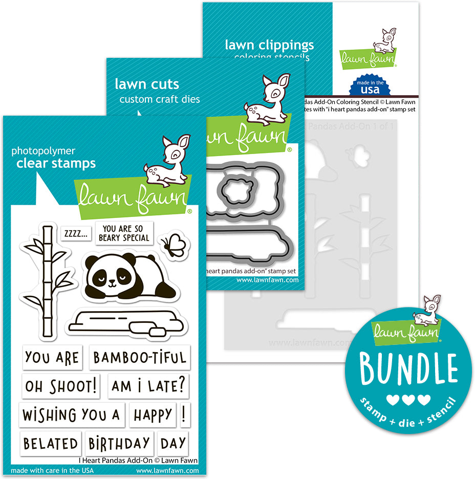 i heart pandas add-on (stamp+die+coloring stencil bundle)