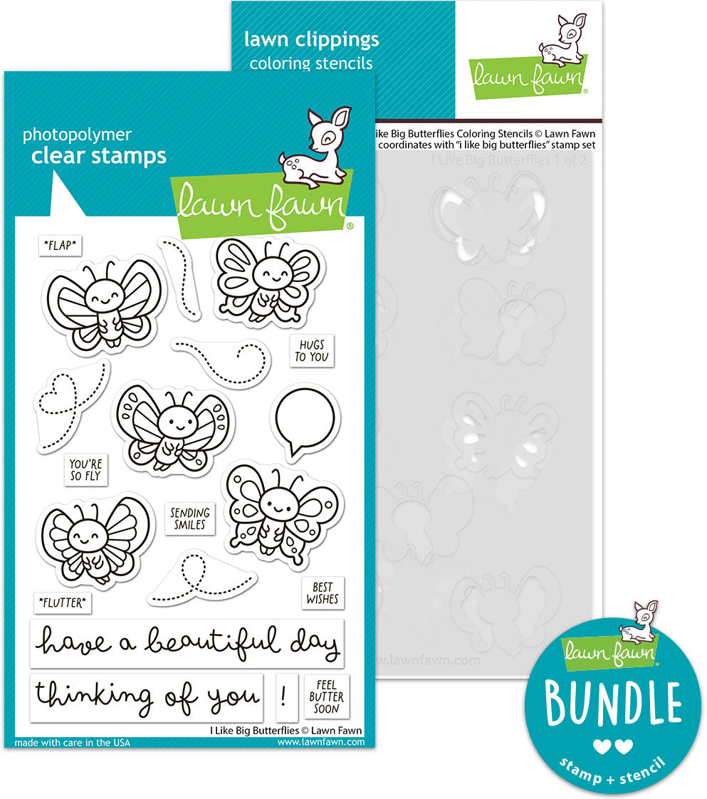 i like big butterflies (stamp+coloring stencil bundle)