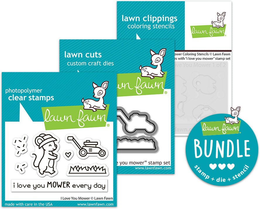 i love you mower (stamp+die+coloring stencil bundle)