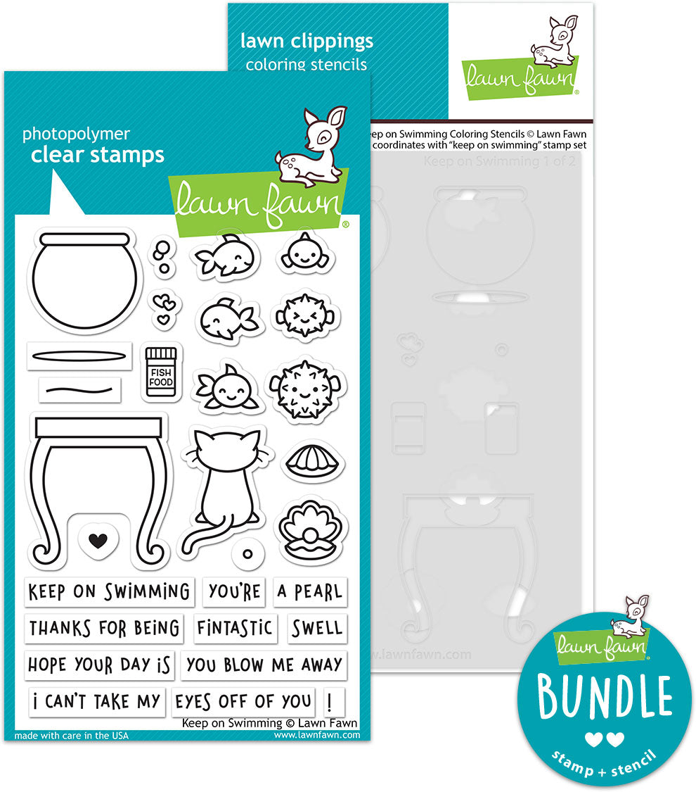 keep on swimming (stamp+coloring stencil bundle)