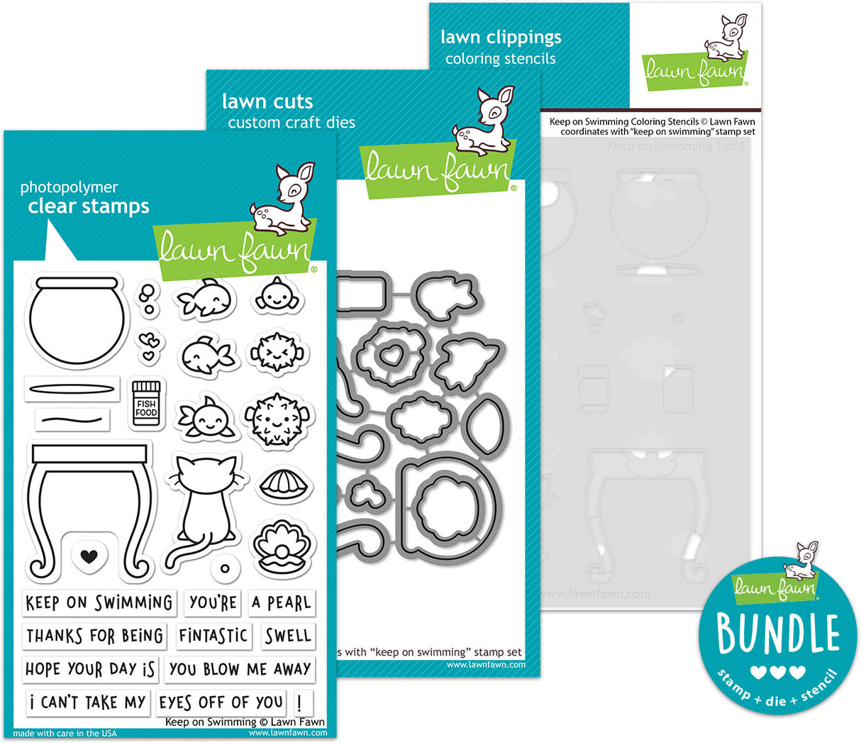 keep on swimming (stamp+die+coloring stencil bundle)