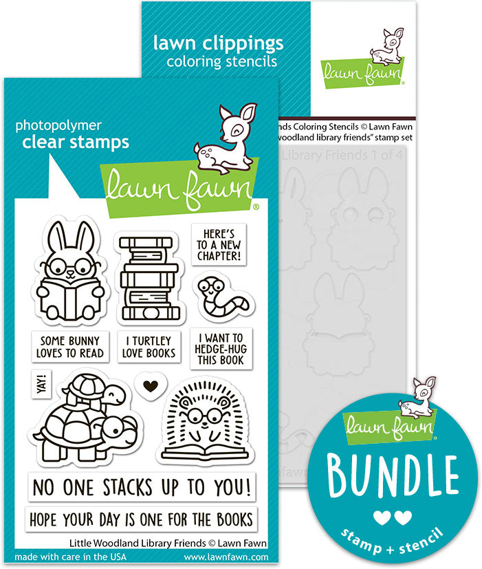 little woodland library friends (stamp+coloring stencil bundle)