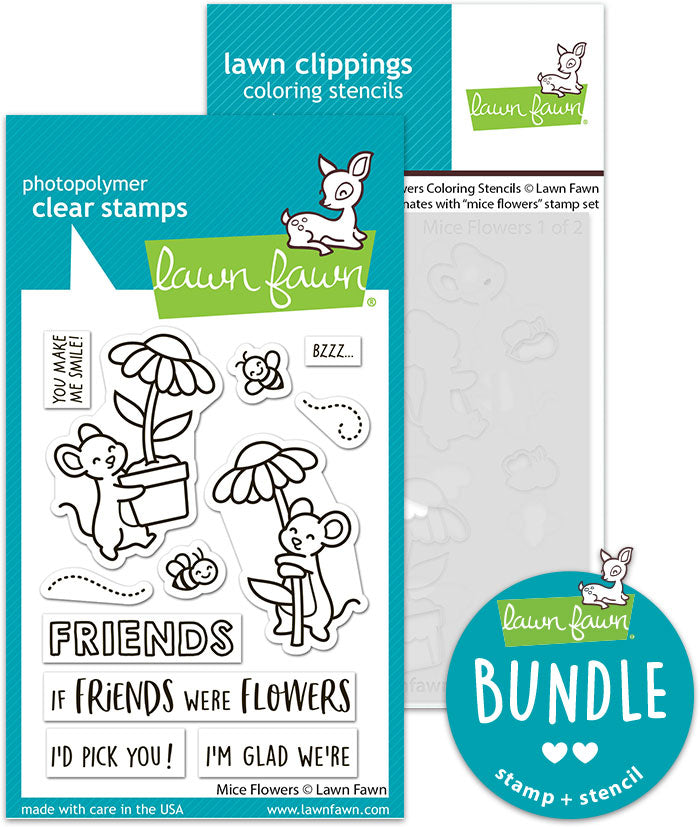 mice flowers (stamp+coloring stencil bundle)