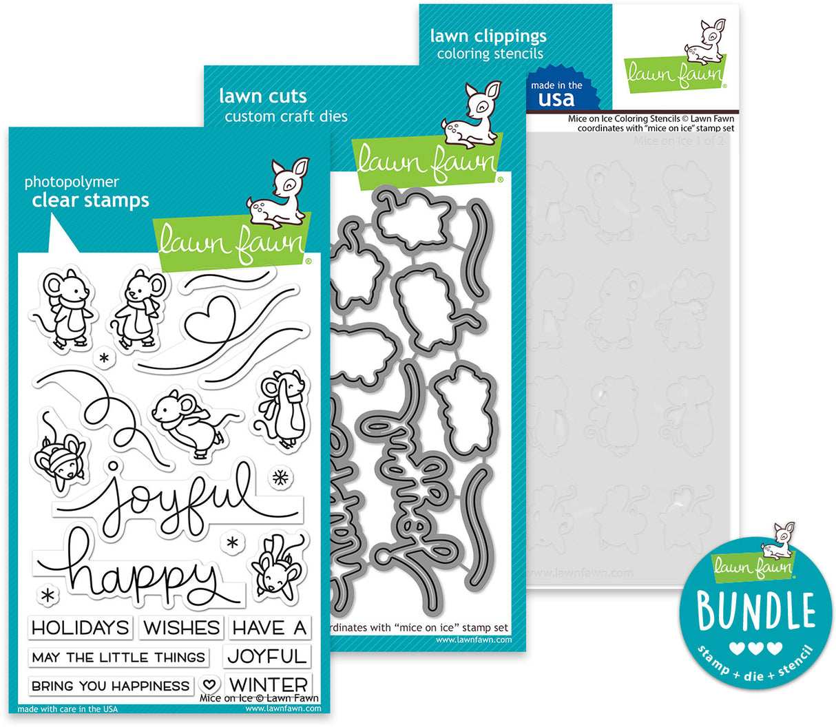 mice on ice (stamp+die+coloring stencil bundle)