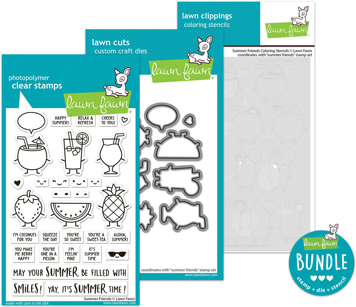 summer friends bundle (stamp+die+coloring stencil bundle)