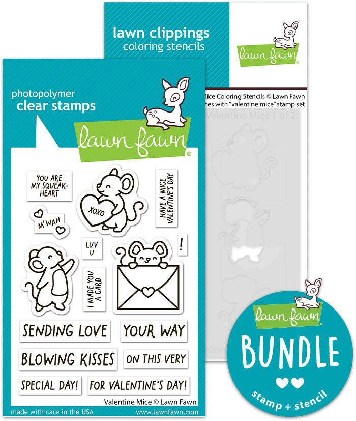 valentine mice (stamp+coloring stencil bundle)