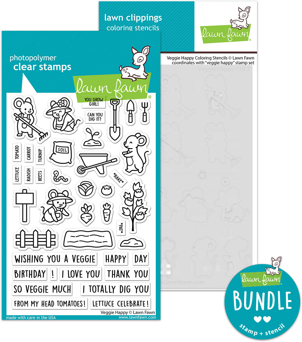 veggie happy (stamp+coloring stencil bundle)