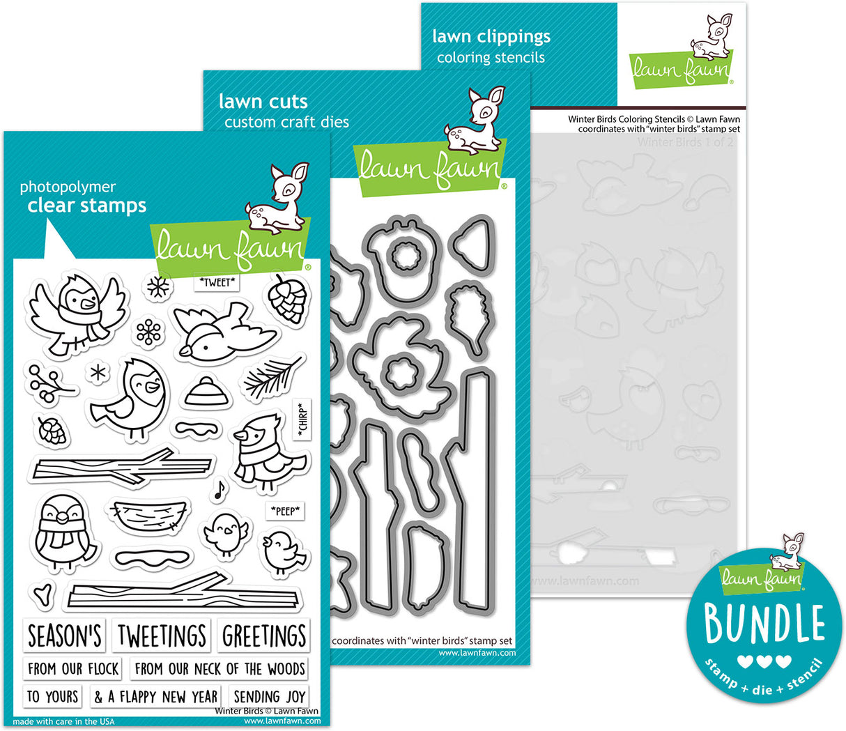 winter birds (stamp+coloring stencil bundle)