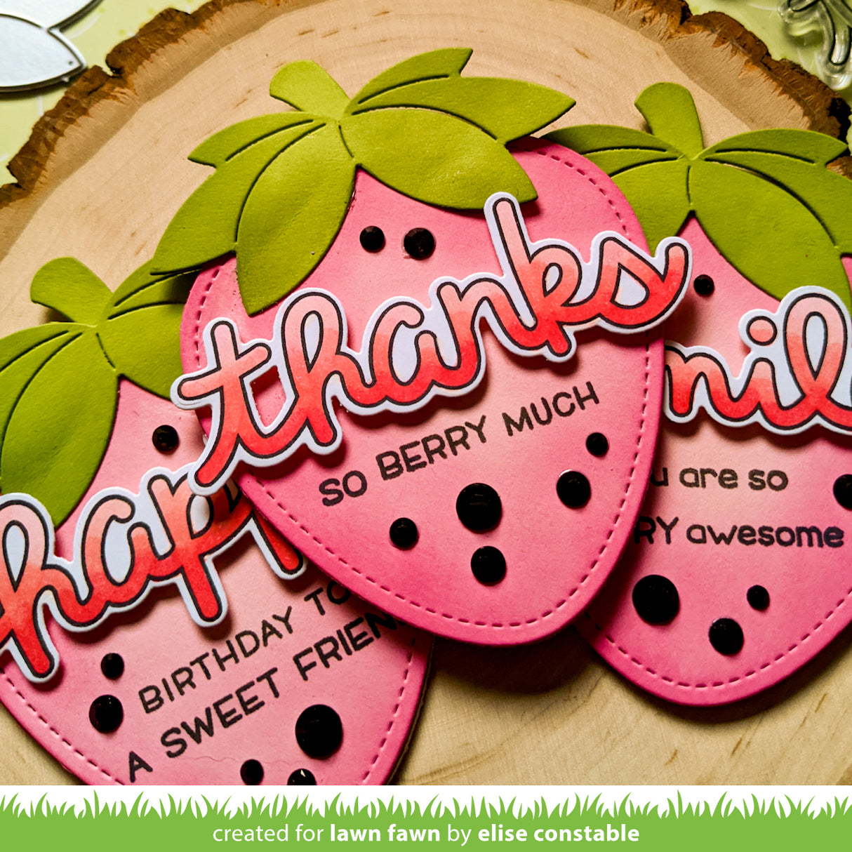 outside in stitched strawberry