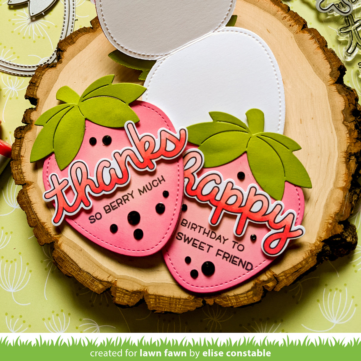 outside in stitched strawberry