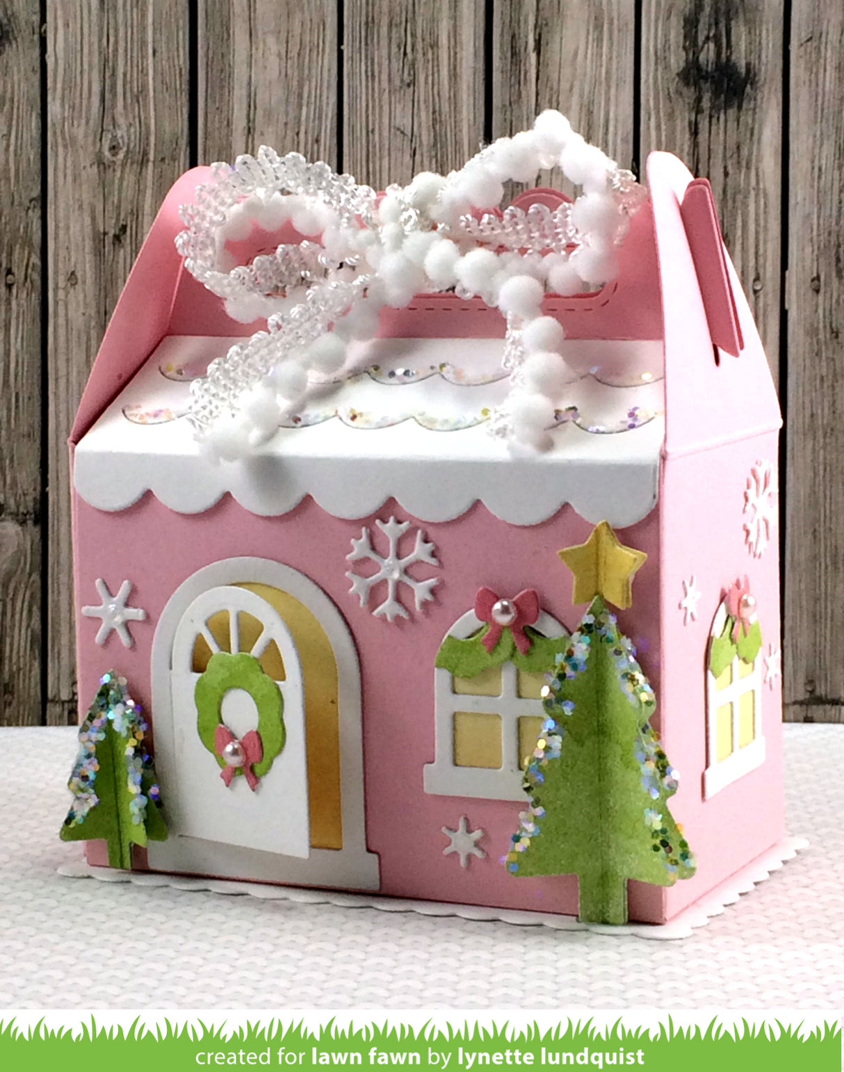 scalloped treat box winter house add-on