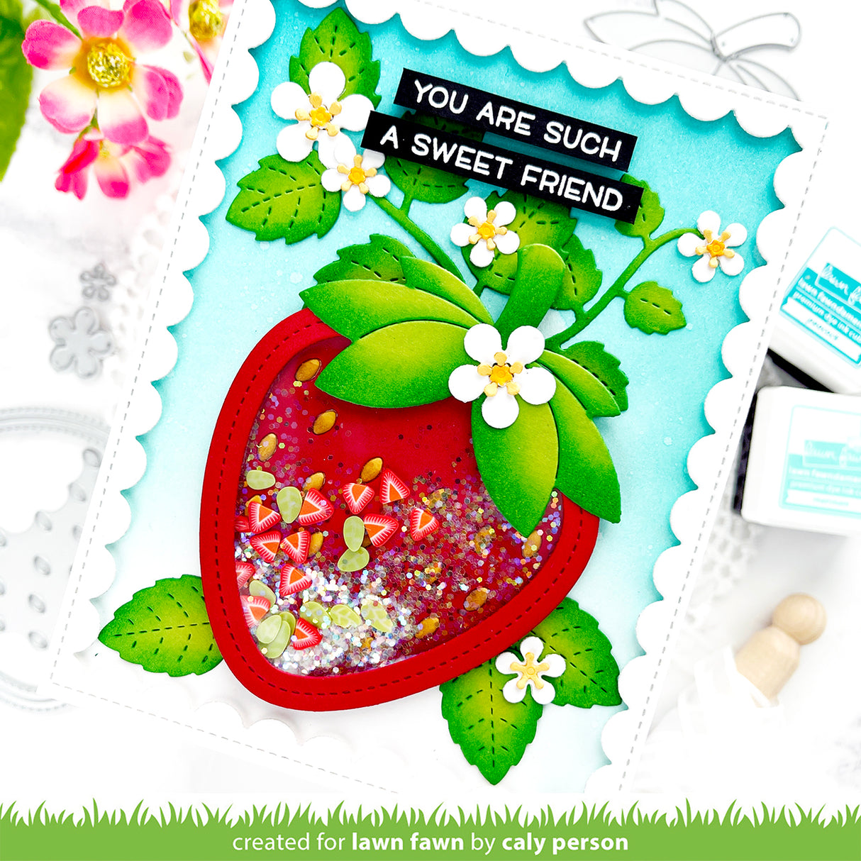 stitched strawberry frame