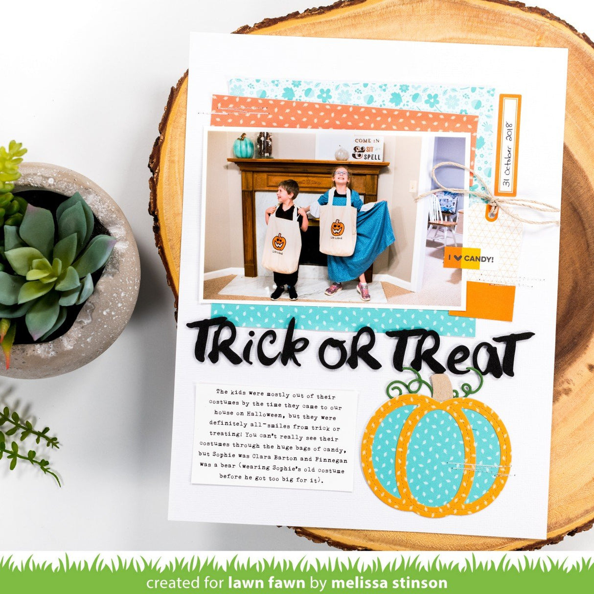 outside in stitched pumpkin