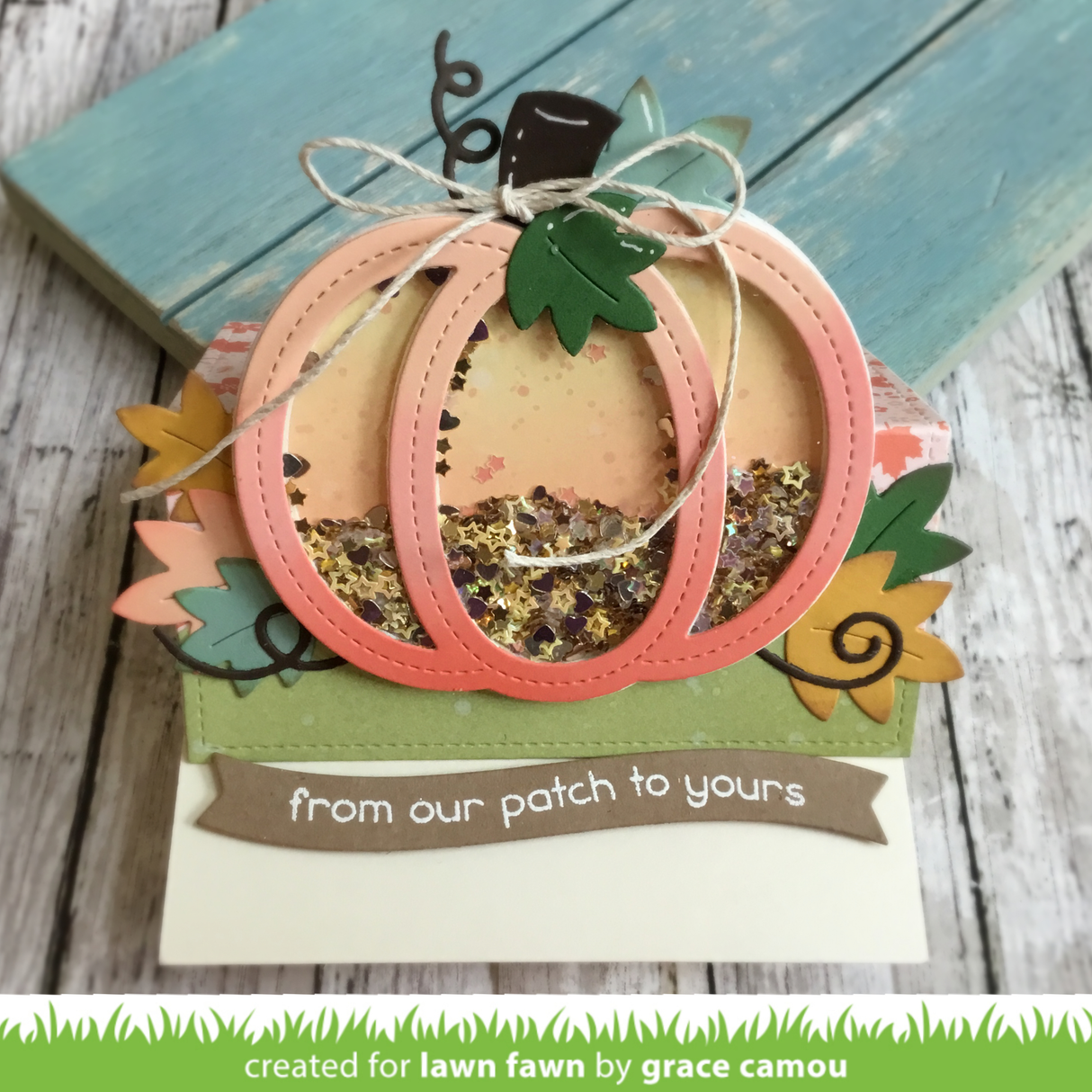 outside in stitched pumpkin