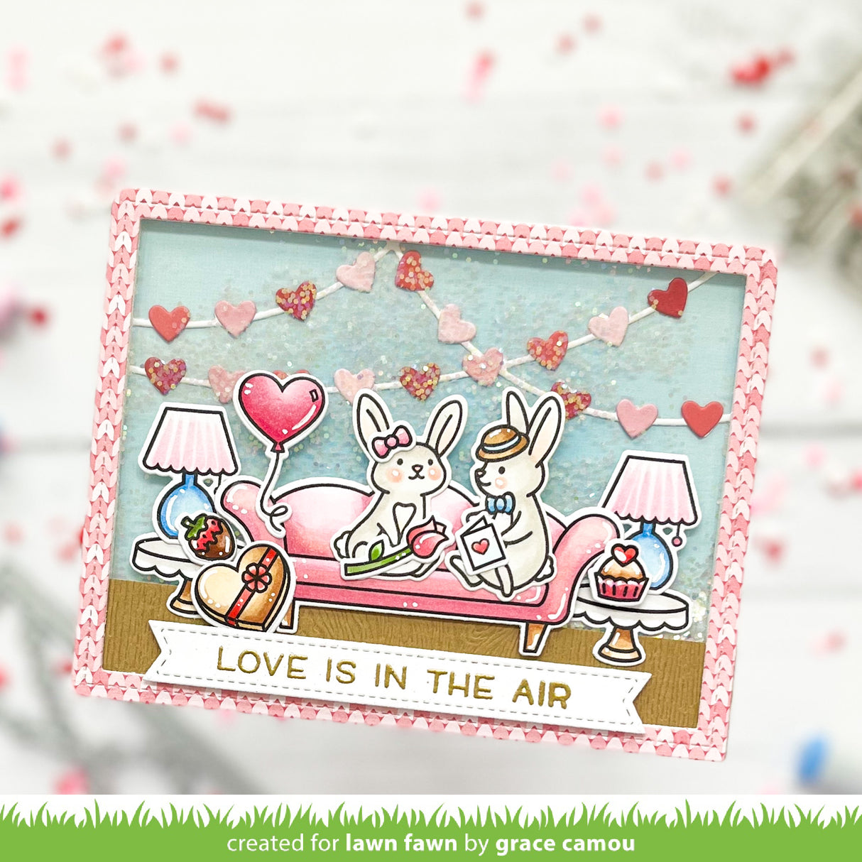 heart garland backdrop: landscape