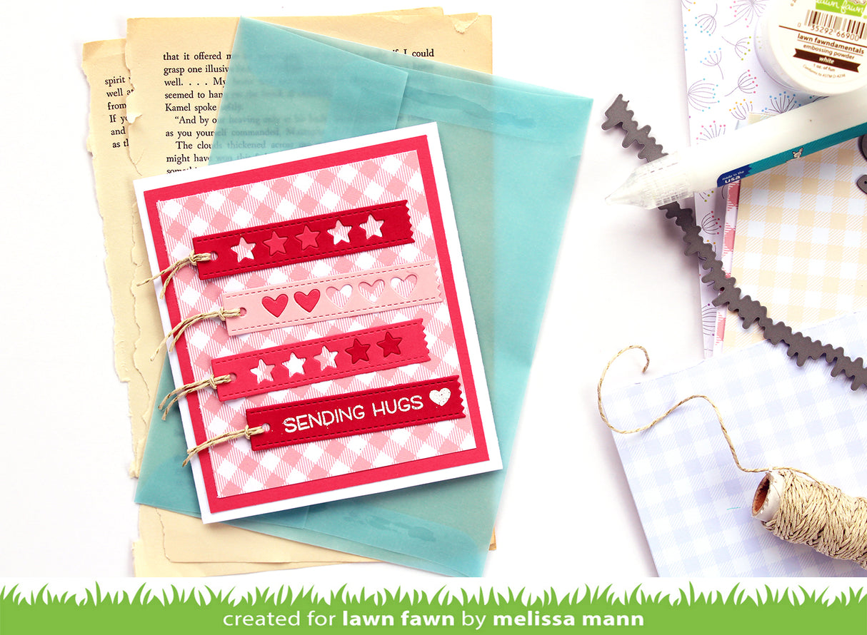 hearts and stars skinny tag