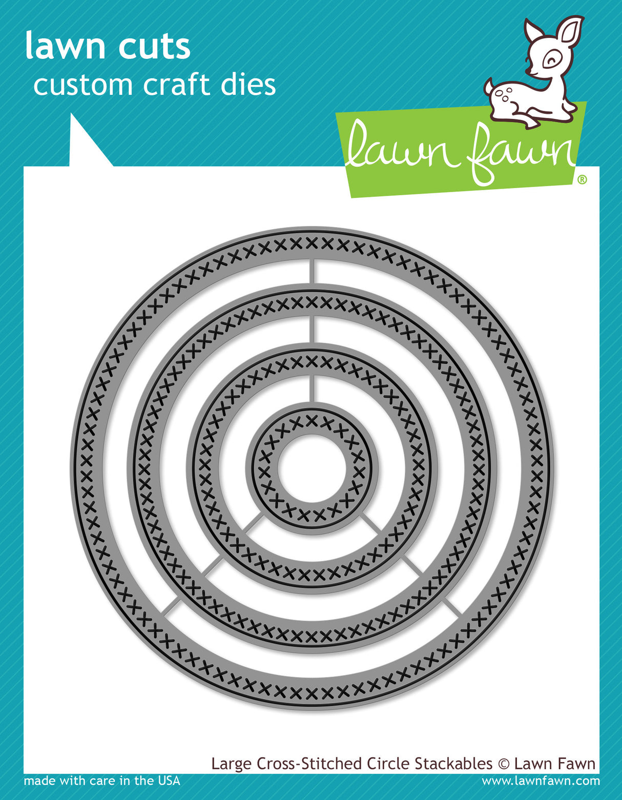 large cross-stitched circle stackables