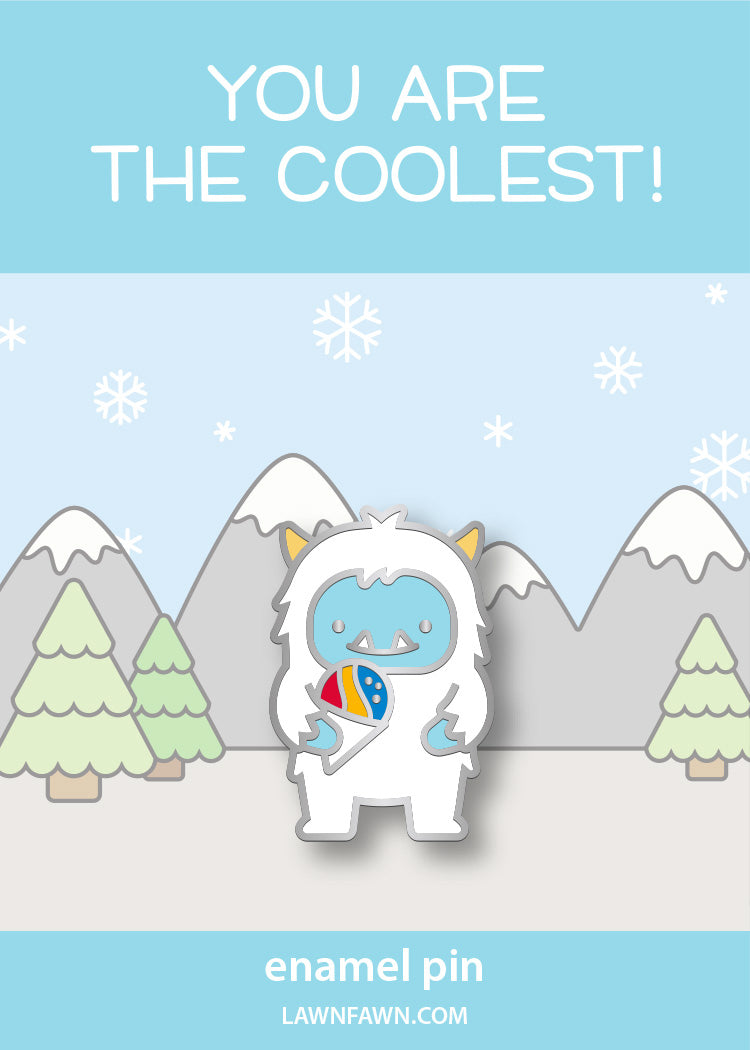 yeti, set, cone! enamel pin