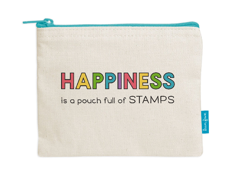 zipper pouch - happiness is a pouch full of stamps