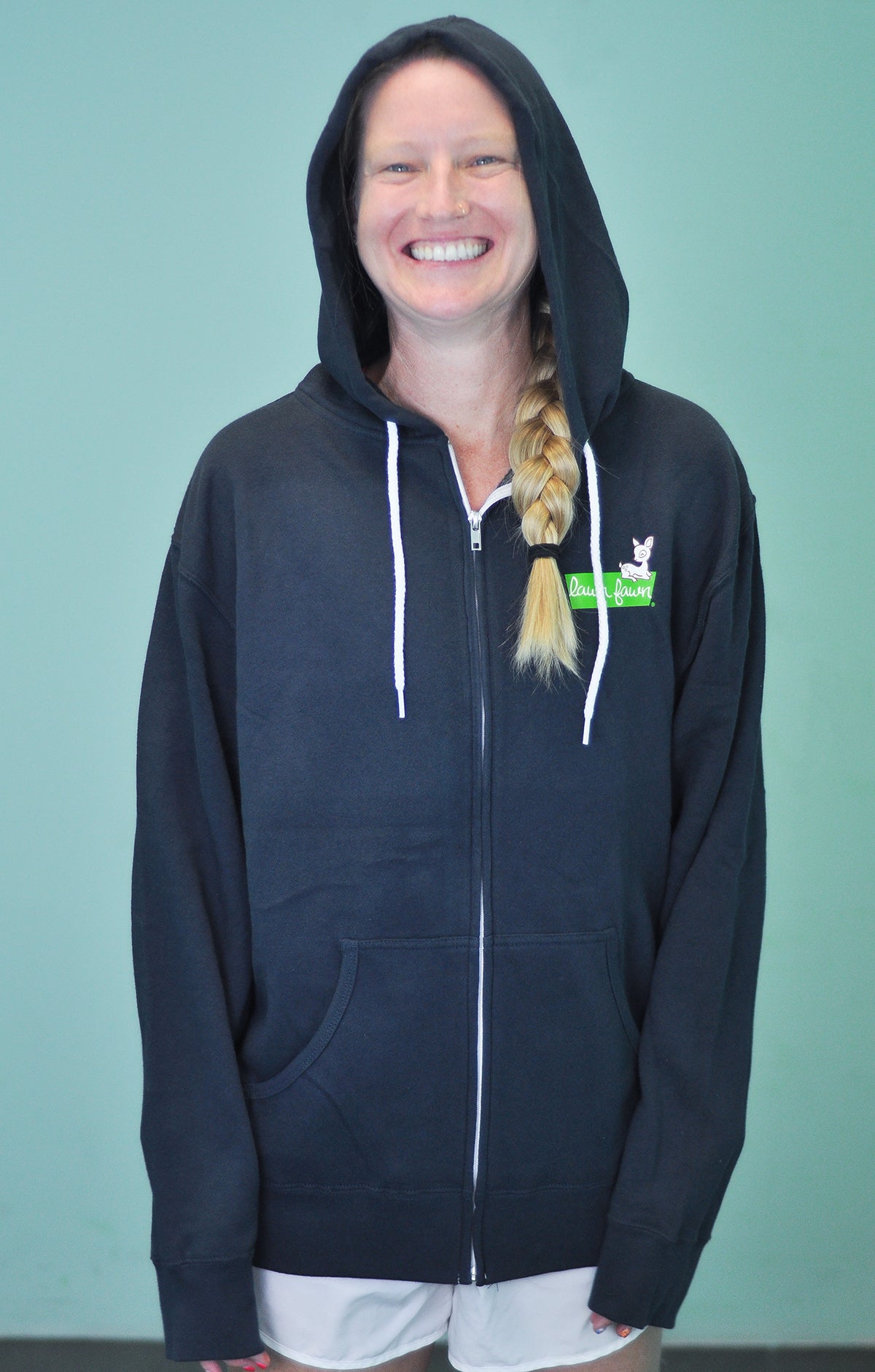 lawn fawn zip-up hoodie - large