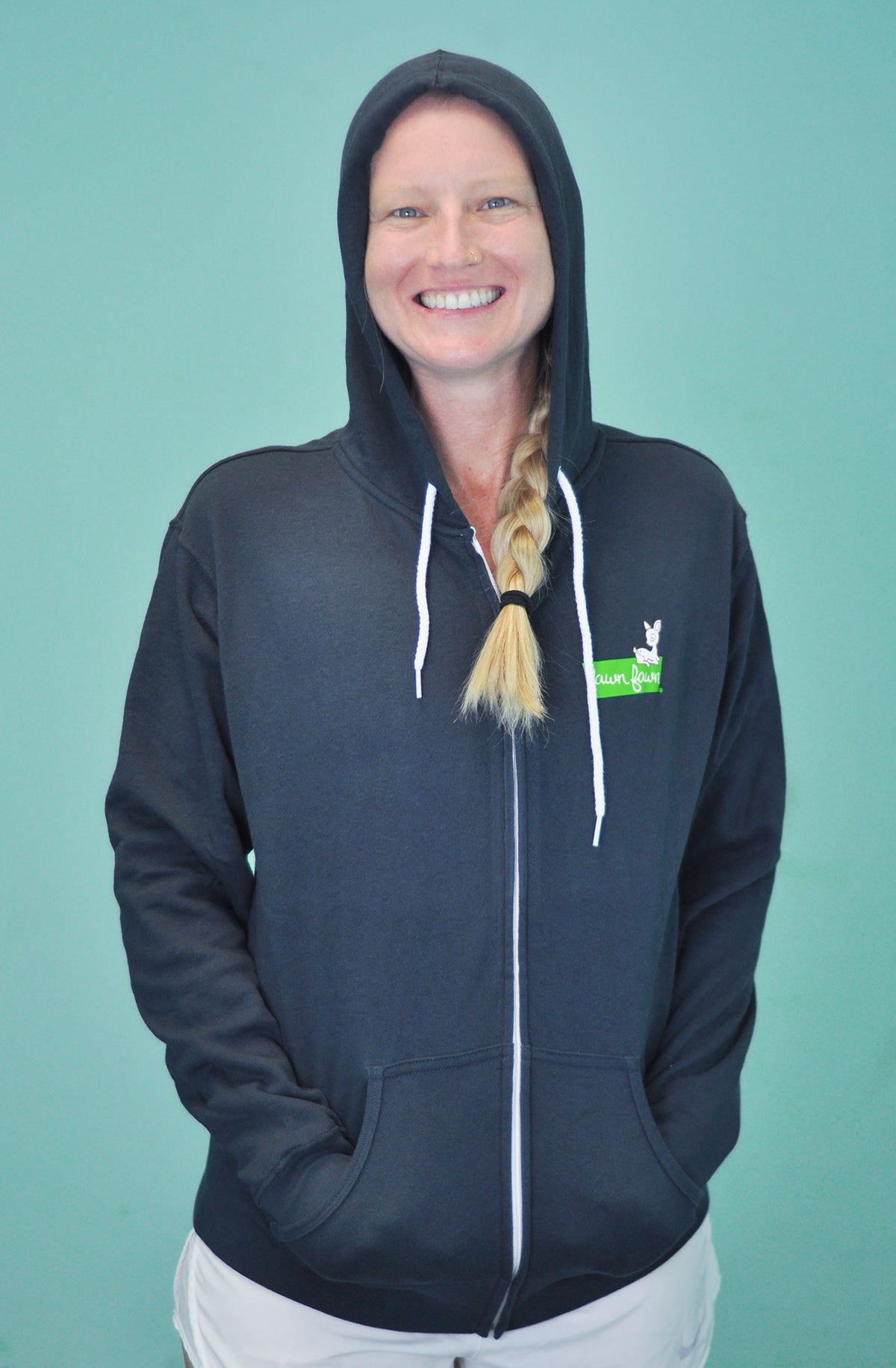 lawn fawn zip-up hoodie - medium