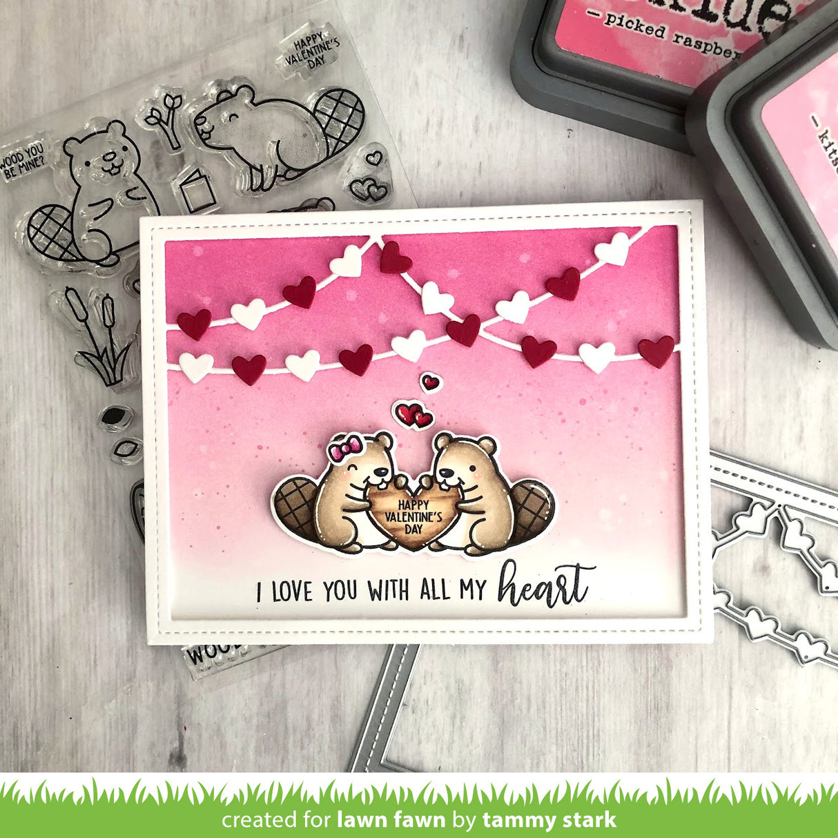 heart garland backdrop: landscape