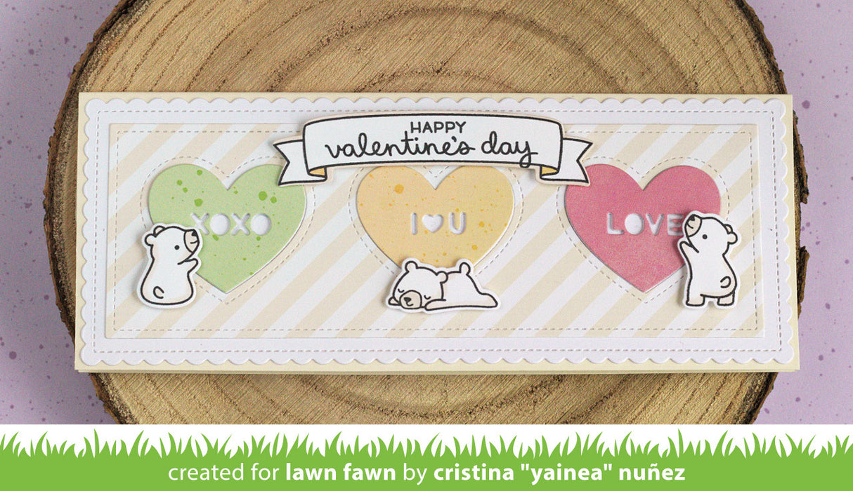 scalloped slimline with hearts: landscape