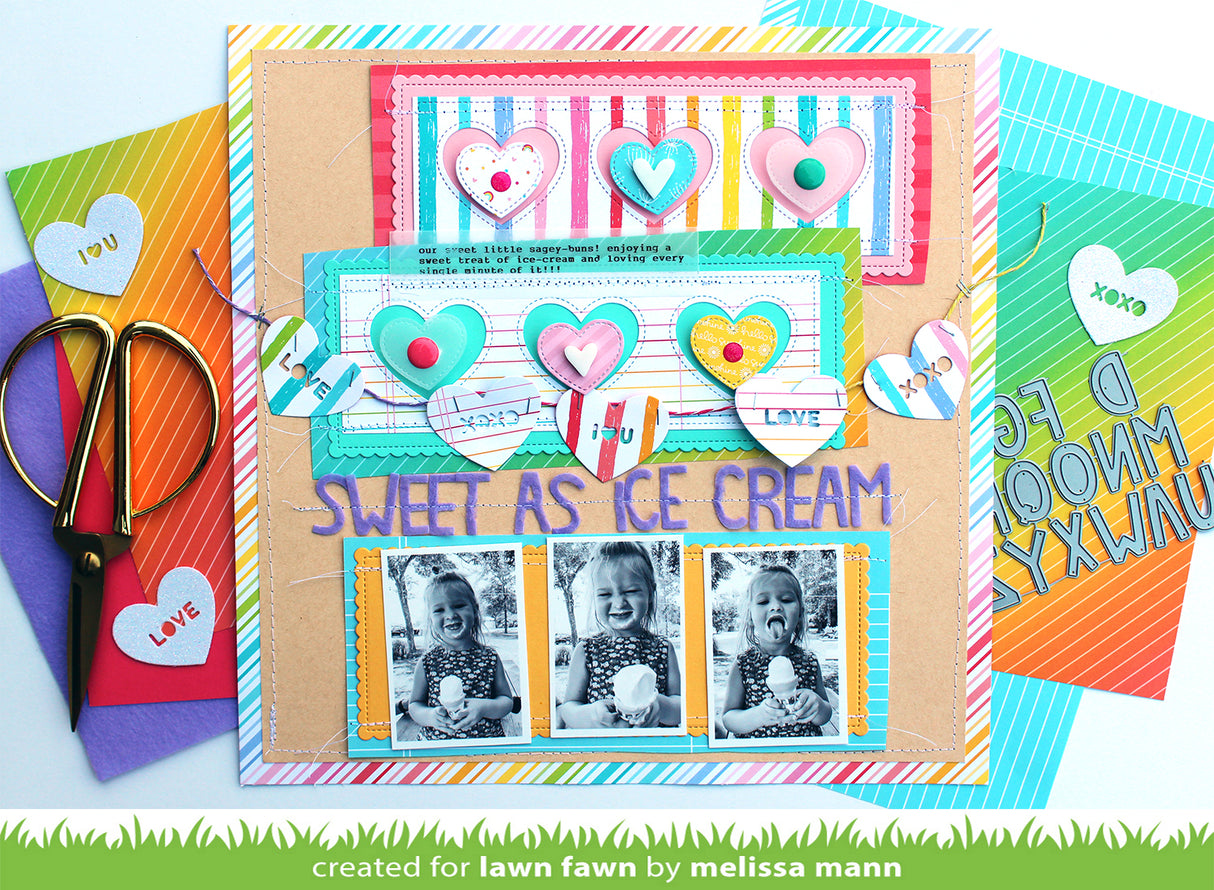 scalloped slimline with hearts: landscape