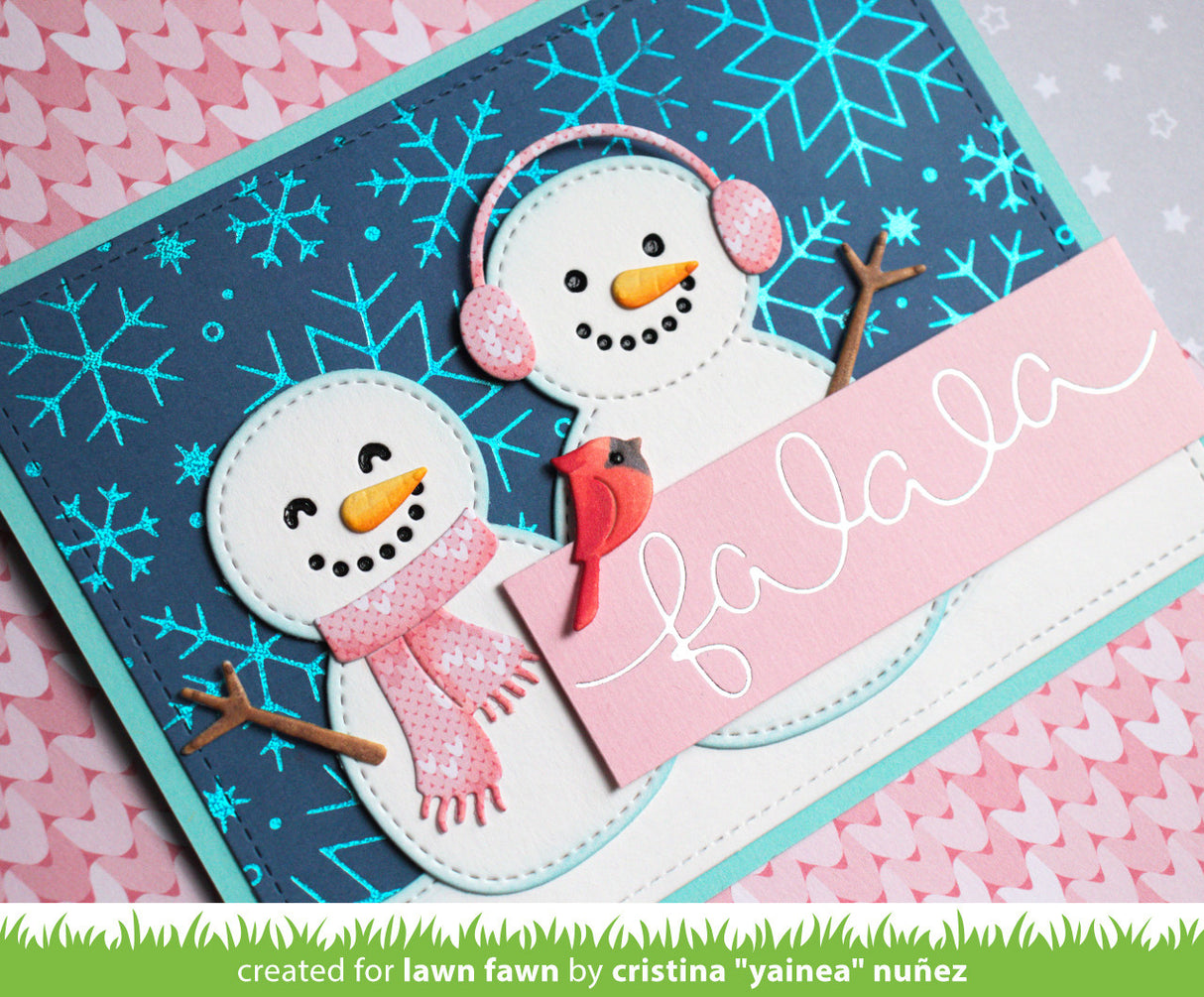 winter big scripty words hot foil plates