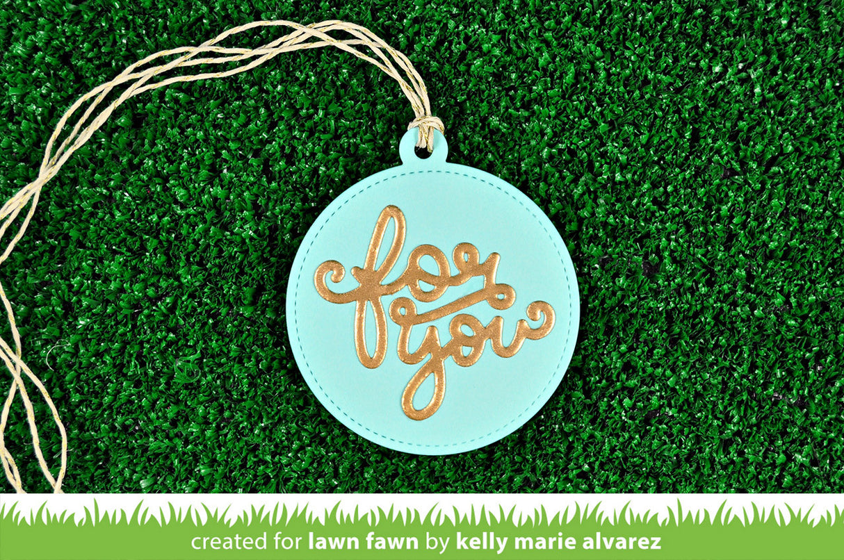 stitched circle tags