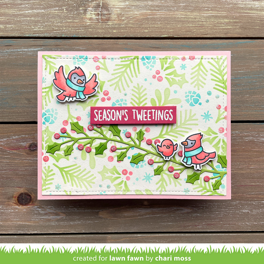 holly leaves border Lawn Fawn