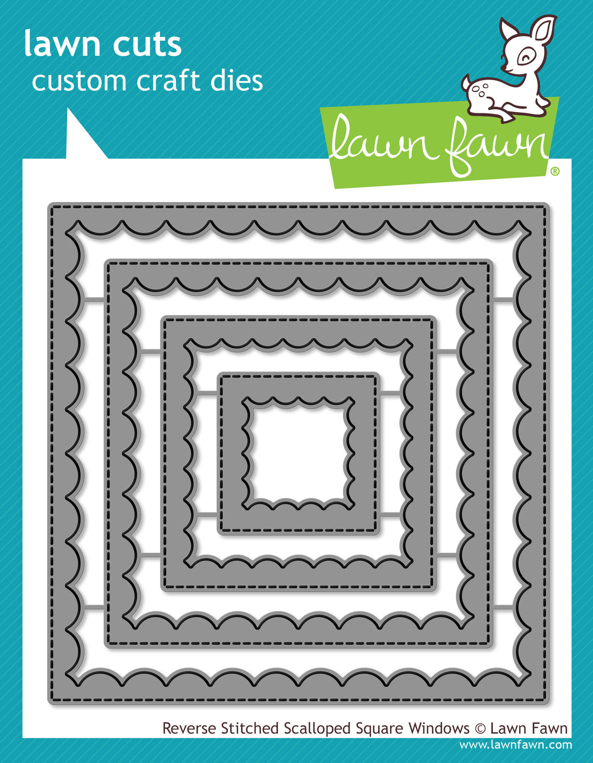 reverse stitched scalloped square windows