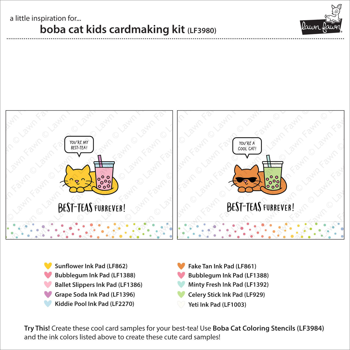 boba cat kids cardmaking kit