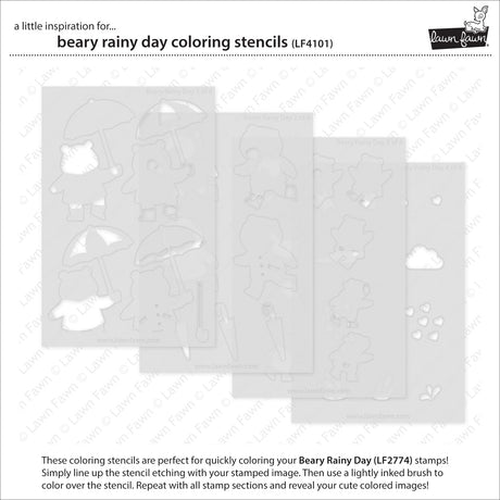 beary rainy day coloring stencils