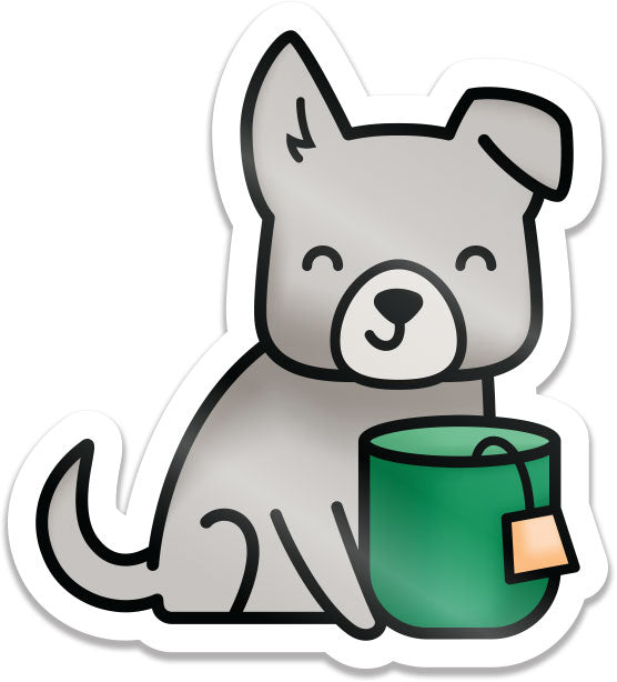 pup of tea vinyl sticker
