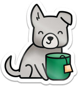 pup of tea vinyl sticker